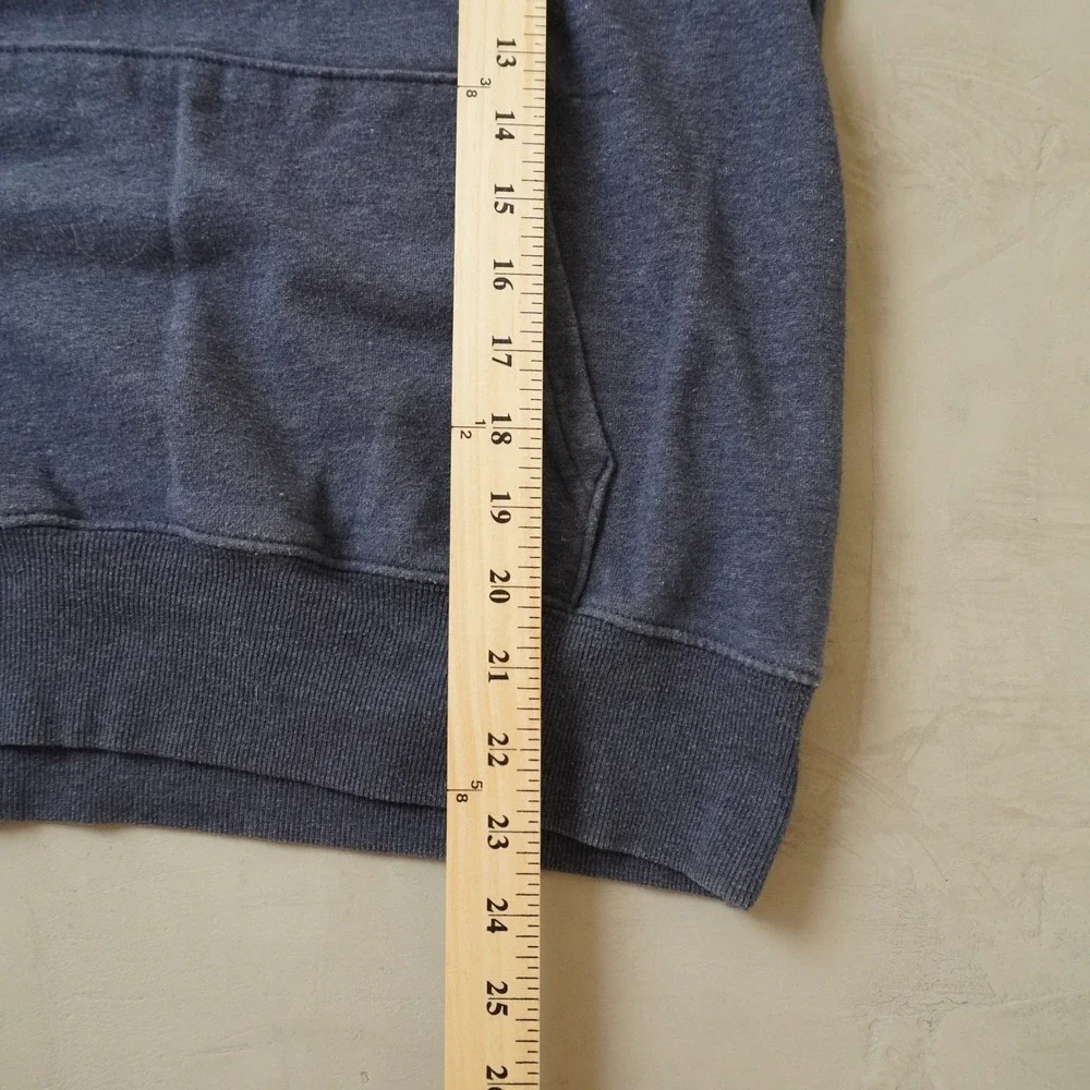 The North Face Mens Navy Blue Heather Logo Pullover Hoodie Small Raglan Sleeve